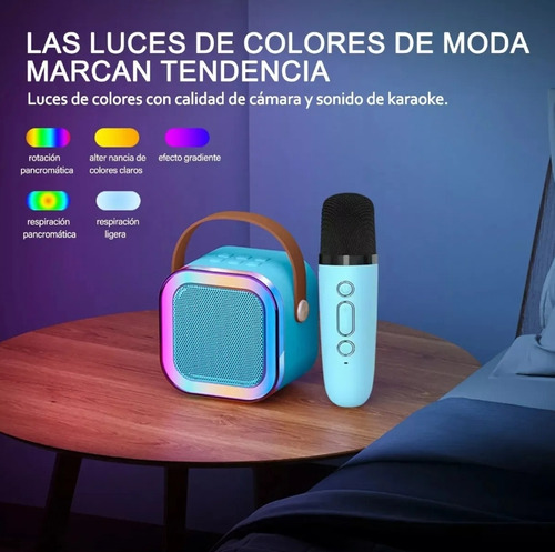 Máquina De Karaoke Altavoz Bluetooth Para Niños 2 Micrófonos Azul