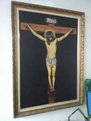 Cuadro/ Pintura Al Oleo Cristo De Velásquez Marco Hojillado