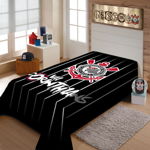 Cobertor Jolitex Casal Raschel Toque Macio Time Corinthians