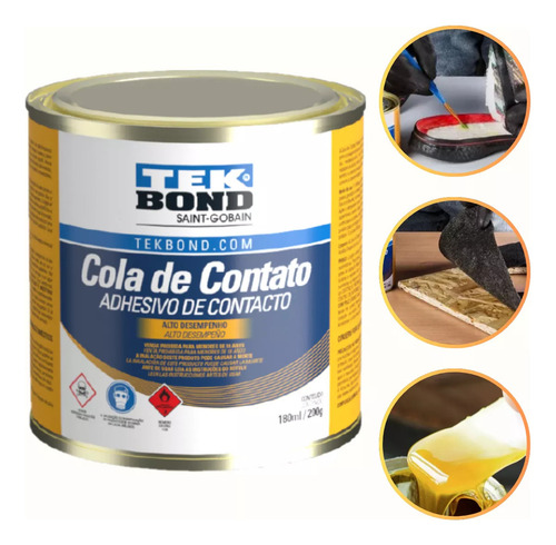 Cola Contato Adesiva Sapateiro Lata 200g Tekbond Cor Amarelo