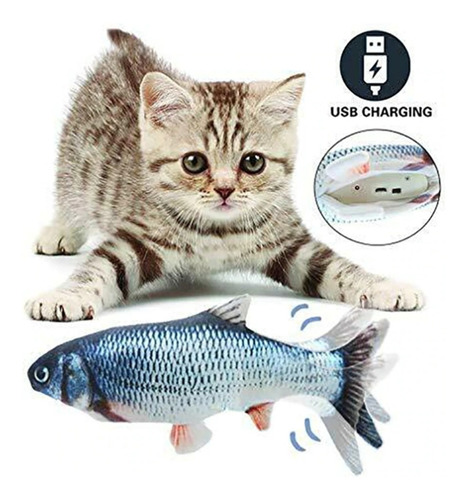 Juguete Gato - Pescado Usb Gris2 Que Se Mueve