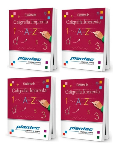 Pack X 4 Cuadernos De Caligrafia Plantec N° 3 19931 Imprenta