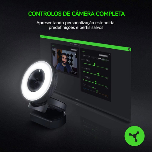 Webcam Razer Kiyo Full Hd 1080p Iluminação 12 Leds Gamer Cor Preto
