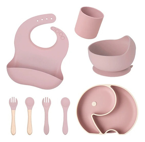 Set De Alimentación Silicona Platos Bebé 8 Piezas