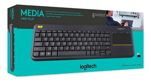 Teclado Logitech K400 Plus Inalámbrico Touchpad - Negro