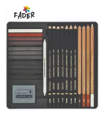 KOH-I-NOOR Artista lápices grafito lápices Set de 24 lápices caja de metal profesional Dibujo 