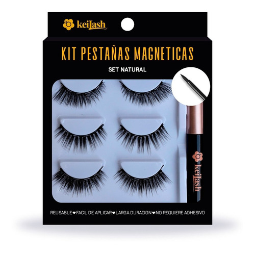 Keilash Pestañas Magneticas Delineador Magnetico Set Natural