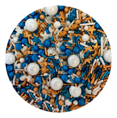 Sprinkles Navidad Azul Dorado Granillo Confeti Comestible