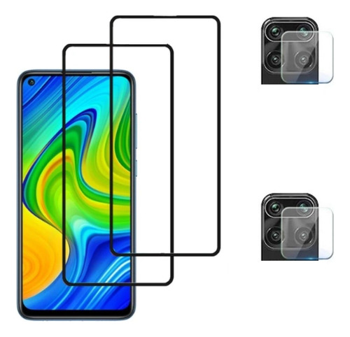 2 Mica Cristal Templado + 2 Mica De Cámara Para Redmi Note 9