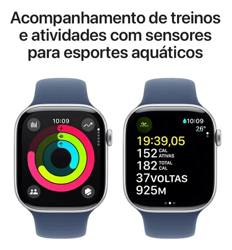 Apple Watch Series 10 GPS • Caixa prateada de alumínio – 46 mm