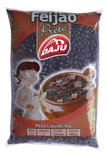Feijão Preto Tipo 2 Daju 1kg - Kit C/ 10