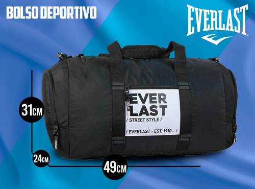 Imagen 2 de 10 de Bolso Everlast Gym Grande Deportivo Urbano Reforzado Tira De Hombro Color La Mejor Calidad! Diseño Local By Happy Buy