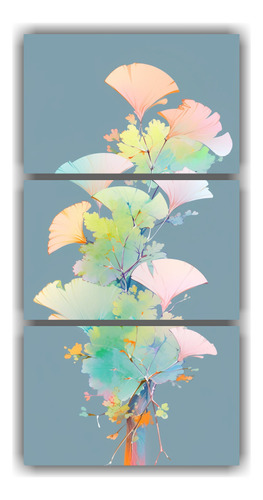 120x240cm Cuadro Tríptico Árbol Ginkgo Biloba Colores Past