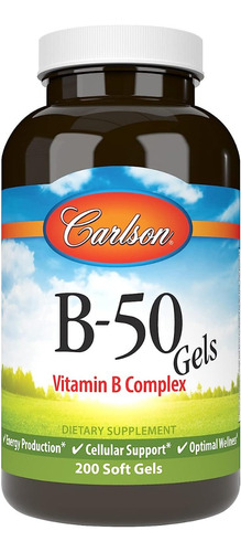 Carlson Labs B-50 Gels Complejo De Vitamina B 200sgels Sabor Sin Sabor