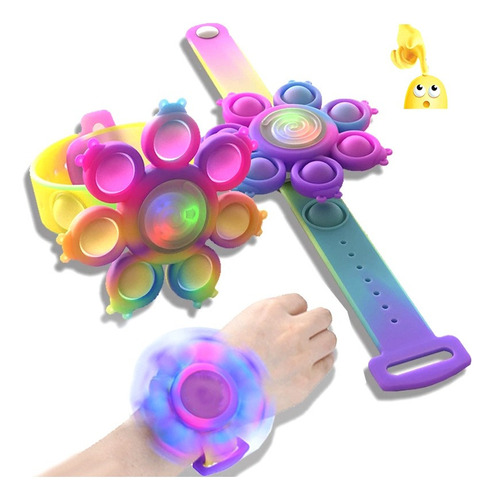 3 Uds Fidget Spinner Juguete Antiestrés Pulsera Led