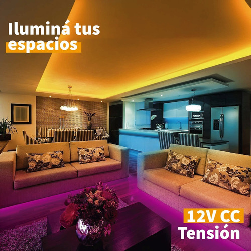Imagen 7 de 10 de Cinta Tira Luz Led Rgb Flexible 5050 Interior 5 Mts