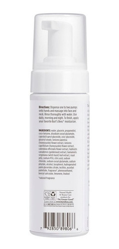 Imagen 4 de 5 de Espuma De Limpieza Burt's Bees Skin Nourishment 142 Ml