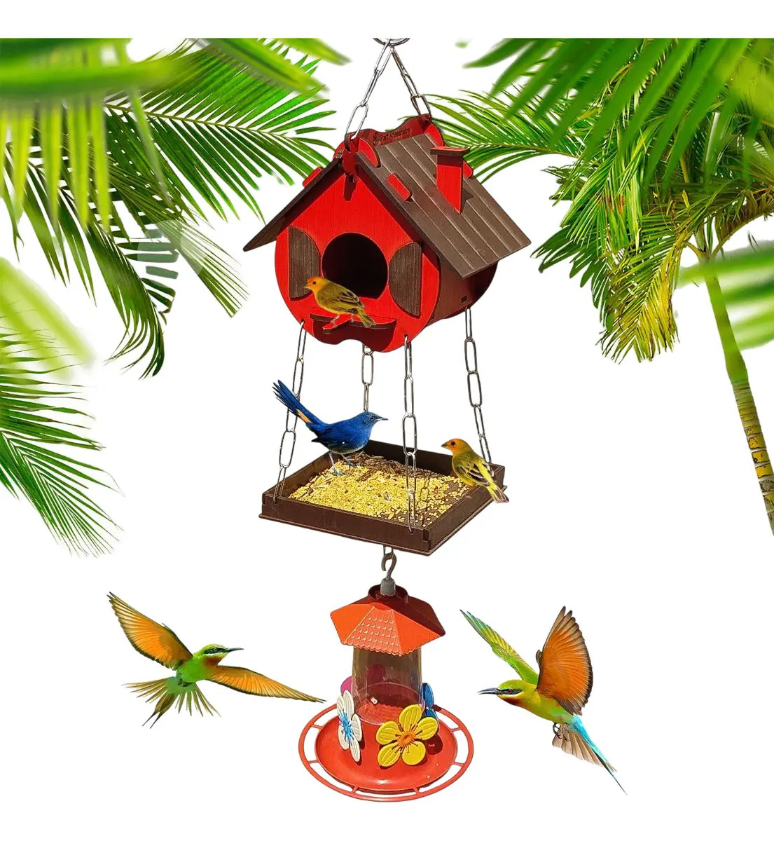 Comedouro Para Passaros Bebedouro Beija Flor Passaros Livres Cor Vermelho