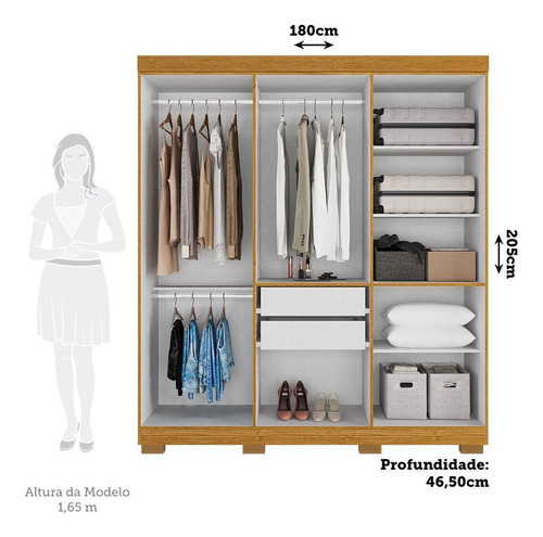 Guarda Roupa Casal 6 Portas 2 Gavetas Paolla Acp Cinamomo