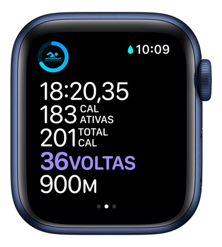 Imagem 4 de 8 de Apple Watch Series 6 (GPS) - Caixa de alumínio azul de 40 mm - Pulseira esportiva marinho-escuro