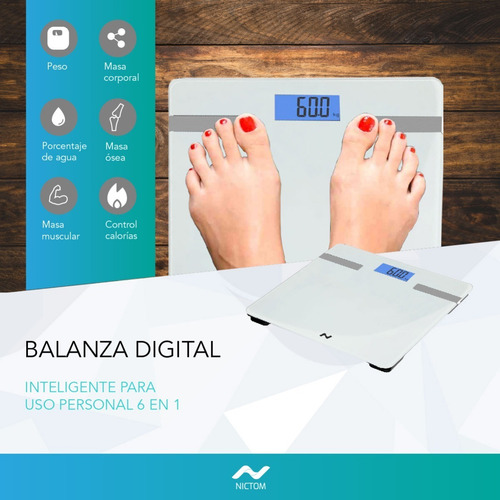 Imagen 2 de 5 de Balanza Digital Personal Nictom Bp02 Blanco, Hasta 180 Kg