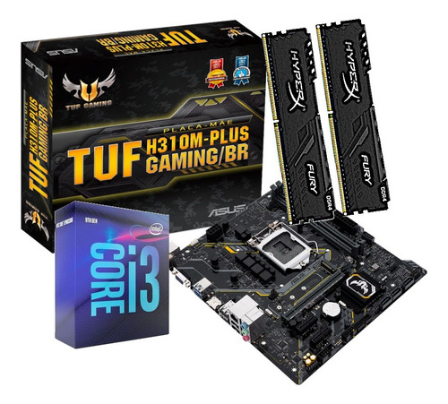 Kit Processador Core I3 9100 Tuf H310m-plus/br Hx 2x 8gb 