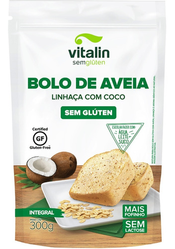 Mistura Bolo De Aveia Linhaça E Coco Sem Glúten Vitalin 300g