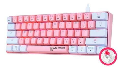 Teclado Hype Legend Rebel 60% Shiro Pinku Outemu Red Rgb