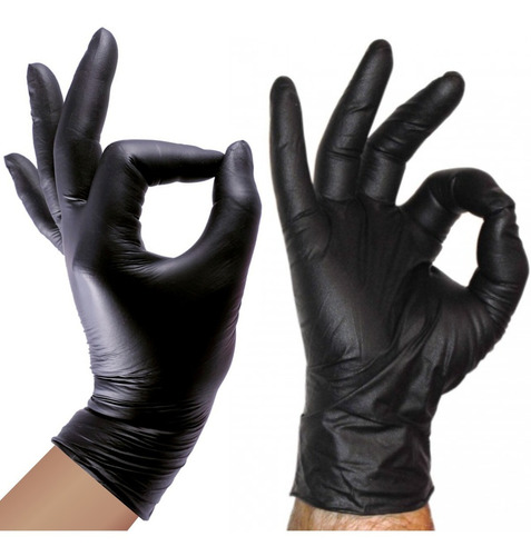 Guantes De Nitrilo Negro - Caja X 100 Unid Talla M - L