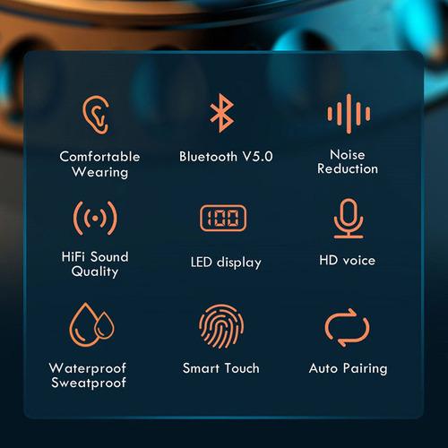 - Audífonos Inalámbricos Deportivos Bluetooth V5.0 Led