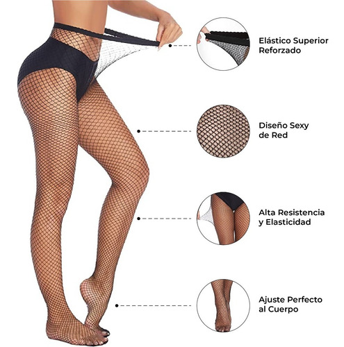 Imagen 2 de 5 de Medias Mallas De Red Encaje Patrón Mujer Sexy