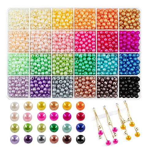 1800 Piezas De Perlas De 6mm Manualidades, 24 Colores D...