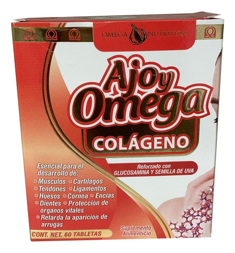 Ajo Y Omega Colágeno Reforzado Glucosamina Omega Nutrition Sabor Sin Sabor
