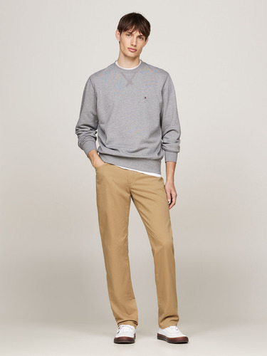 Polerón Solid Con Cuello Redondo Gris Tommy Hilfiger
