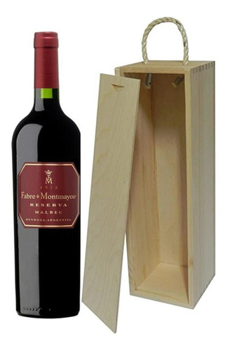 Estuche Madera Vino Fabre Montmayou Reserva Malbec X 750cc