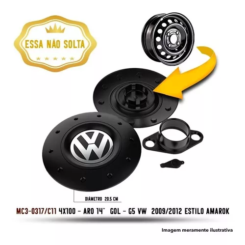 Jogo de Calotas de Centro Miollo para vw Gol G5 Aro 14 Coquinho 2009/2012  Estilo Tradicional Prata em Promoção na Americanas