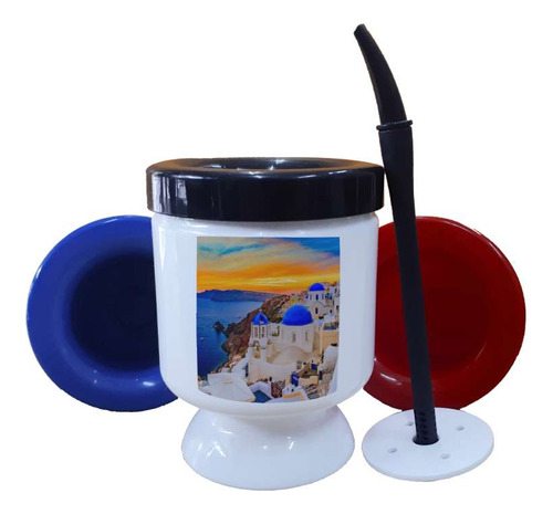 Mate Plastico Grecia Santorini Paisaje Viajes Mundo M1