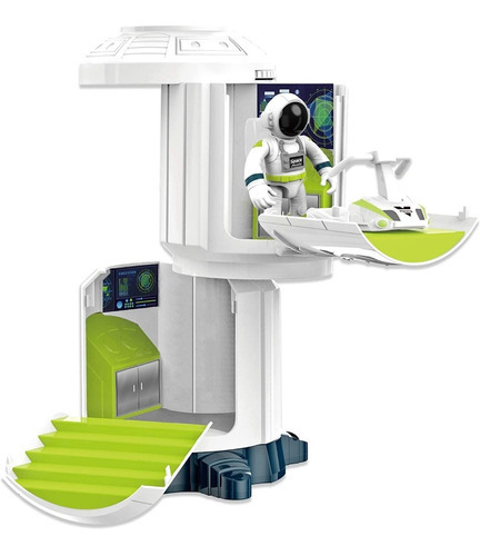 Imagen 1 de 5 de Cohete Nave Estacion Espacial Luz Sonido + Figura Astronauta Color Blanco