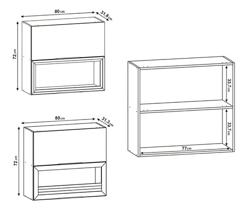 Cocina Modular Bossa Milán Alacena Nogal/ripado Color Marrón