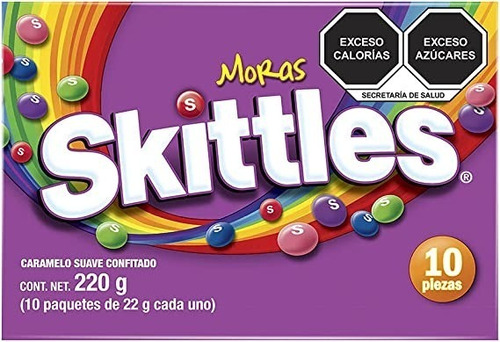 Skittles Caramelo Suave Confitado Sabor Moras 10 Pzs 220g