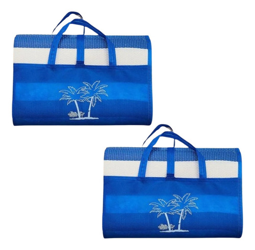 Kit 2 Esteira De Praia Vira Bolsa Dobrável Com Alça 170x90