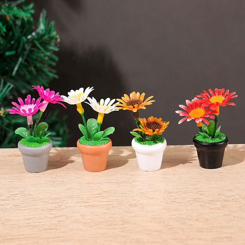 4x Mini Adorno De Planta En Maceta Flores De Casa De