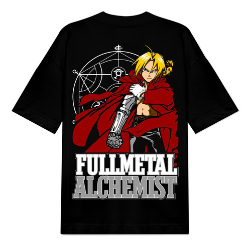 Camiseta Oversize Metal Alchemist Estampada Brilla Oscuridad