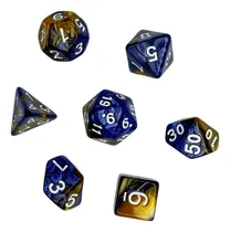 Comprar Set De 7 Dados Juegos De Rol - Azul Rey Y Naranja Marmoleado
