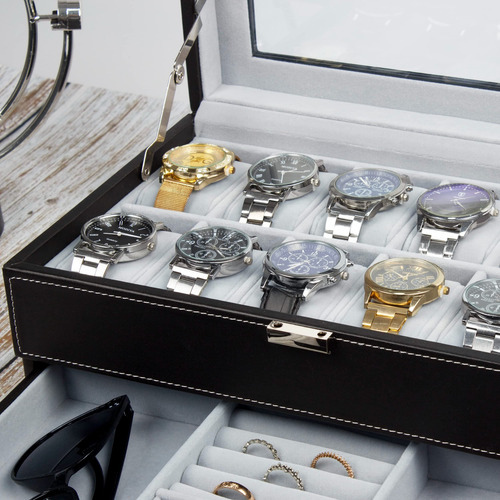 Caja De Almacenamiento De Relojes, Joyero Con 12