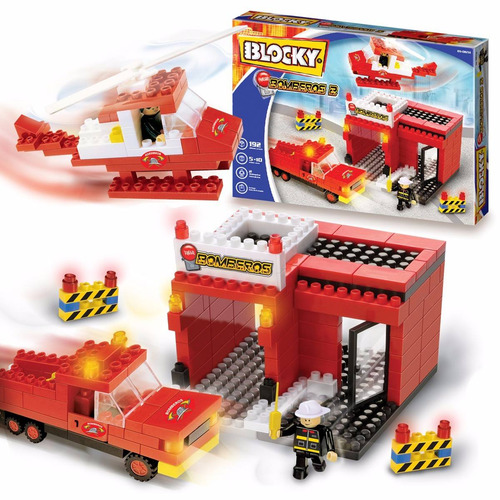 Imagen 4 de 6 de Bloques Para Armar Blocky Bomberos 01-0651 150 Piezas En Caja