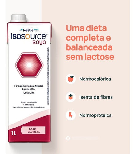 Isosource Soya - Caixa C/ 04 - Nestle Suplementos - 1 Litro