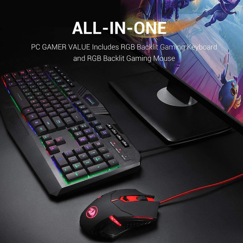 Combo Redragon S101-3 Wired Gaming Teclado Y Mouse