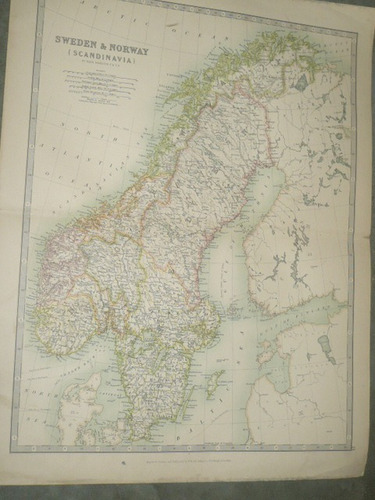 Mapa Antiguo De Sweden And Norway (scandinavia)