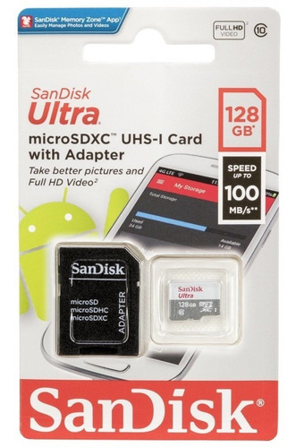 Sandisk,samsung Ultra Memoria Microsd 128 Gb 100mb/s 